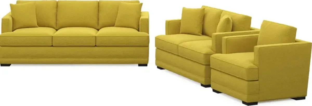 Pembroke Foam Comfort Sofa, Loveseat, and Chair Set - Bloke Goldenrod