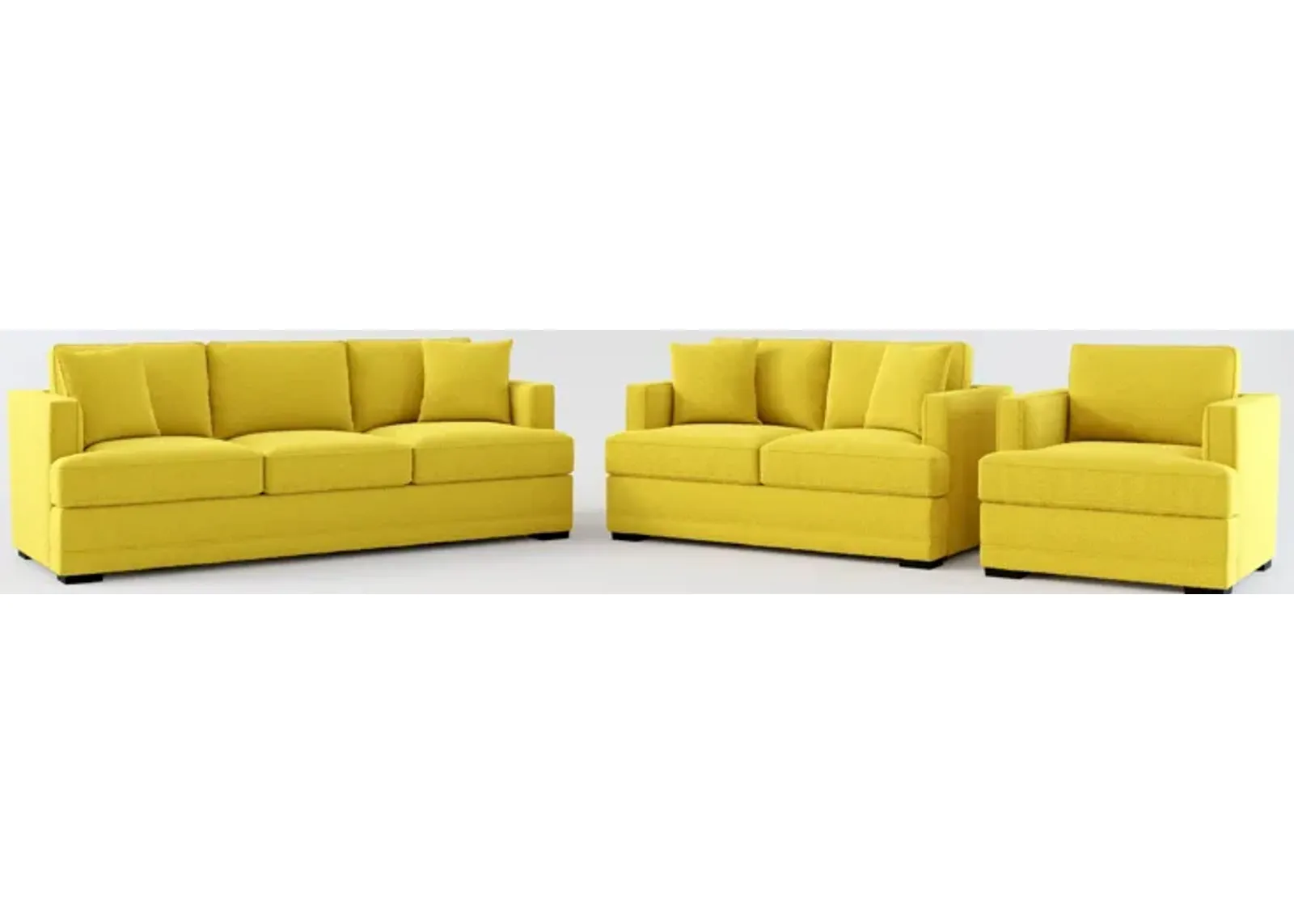 Pembroke Foam Comfort Sofa, Loveseat, and Chair Set - Bloke Goldenrod