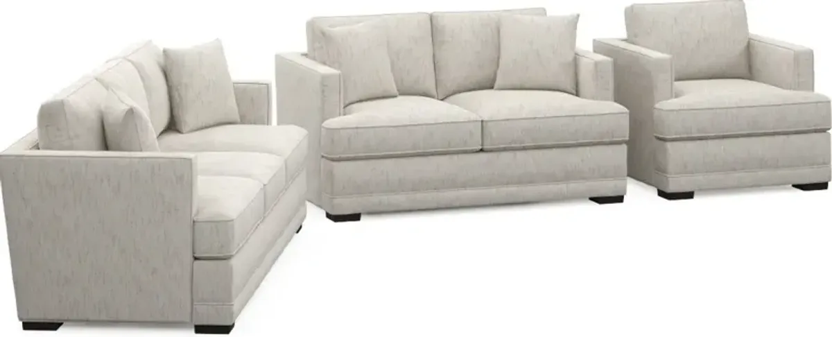 Pembroke Foam Comfort Sofa, Loveseat, and Chair Set - P.T. Cream