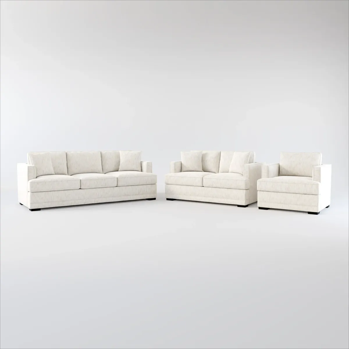 Pembroke Foam Comfort Sofa, Loveseat, and Chair Set - P.T. Cream