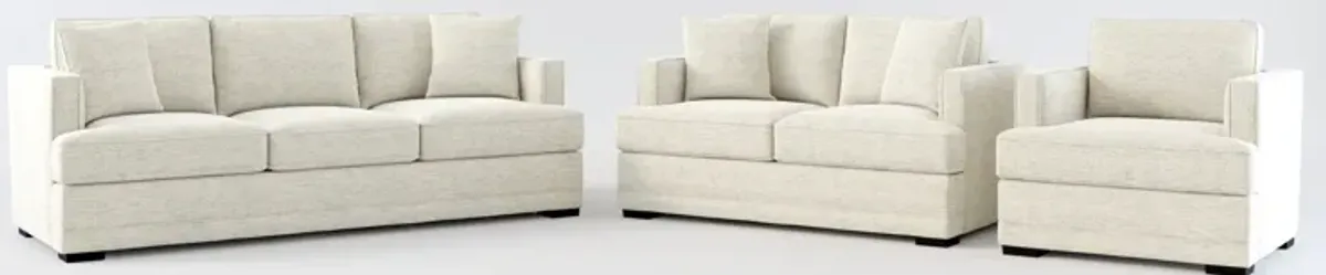 Pembroke Foam Comfort Sofa, Loveseat, and Chair Set - Merino Chalk