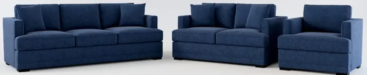 Pembroke Foam Comfort Sofa, Loveseat, and Chair Set - Oslo Navy