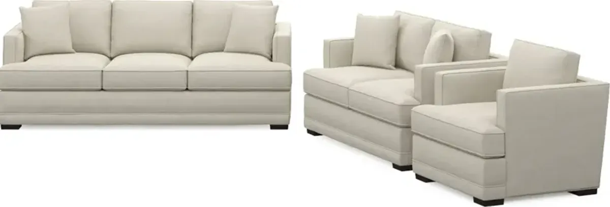 Pembroke Foam Comfort Sofa, Loveseat, and Chair Set - Curious Pearl