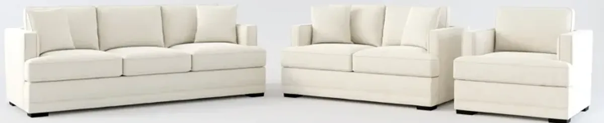 Pembroke Foam Comfort Sofa, Loveseat, and Chair Set - Curious Pearl