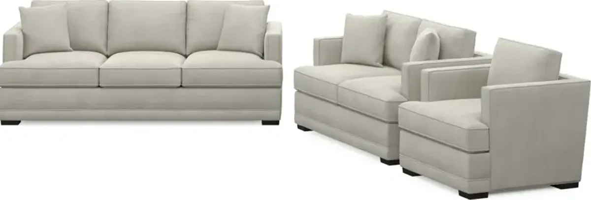 Pembroke Foam Comfort Sofa, Loveseat, and Chair Set - Laurent Beach