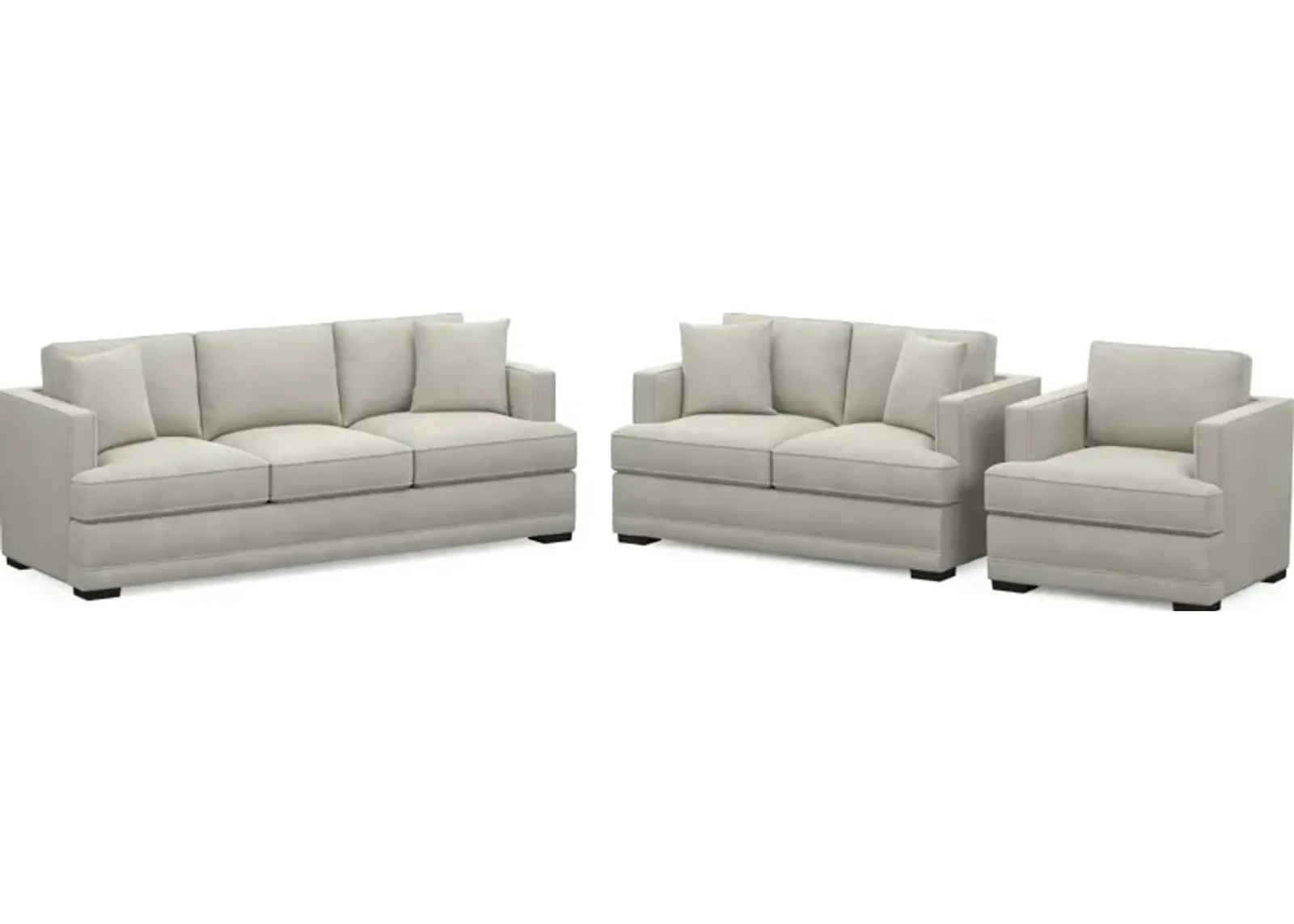 Pembroke Foam Comfort Sofa, Loveseat, and Chair Set - Laurent Beach