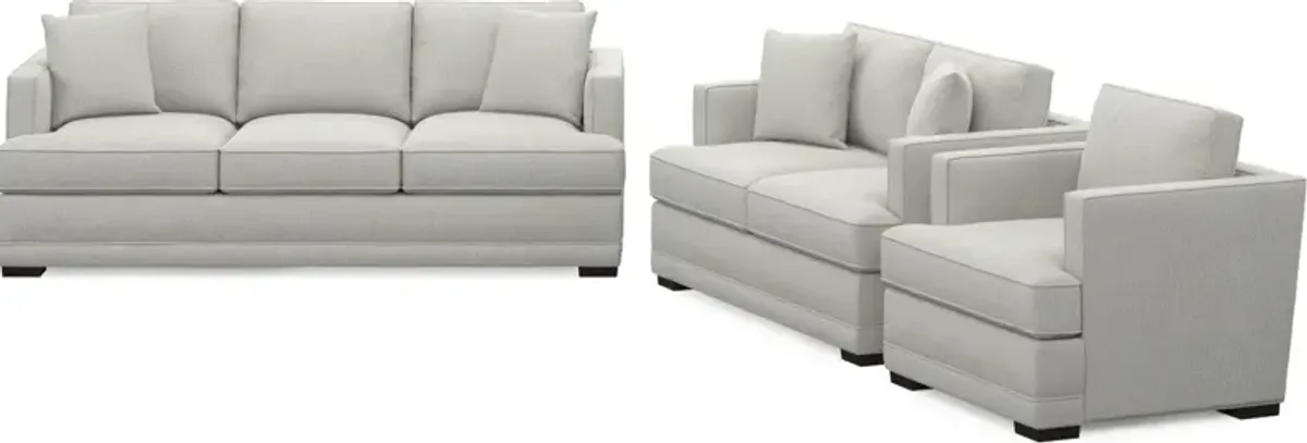 Pembroke Foam Comfort Sofa, Loveseat, and Chair Set - Oslo Snow