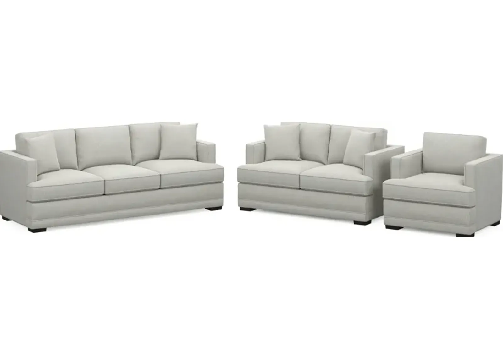 Pembroke Foam Comfort Sofa, Loveseat, and Chair Set - Oslo Snow