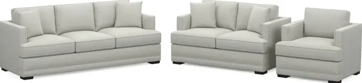 Pembroke Foam Comfort Sofa, Loveseat, and Chair Set - Oslo Snow