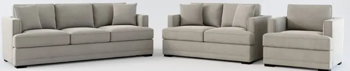 Pembroke Foam Comfort Sofa, Loveseat, and Chair Set - Abington Fog