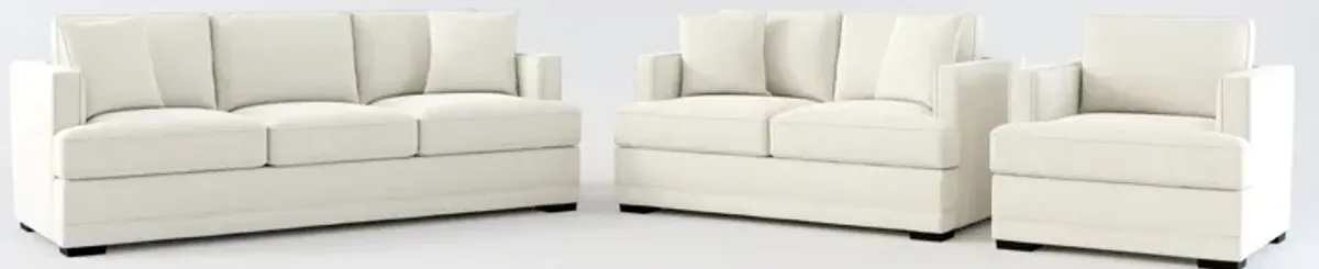 Pembroke Foam Comfort Sofa, Loveseat, and Chair Set - Anders Ivory