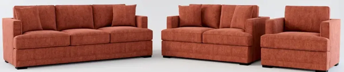 Pembroke Foam Comfort Sofa, Loveseat, and Chair Set - Contessa Paprika