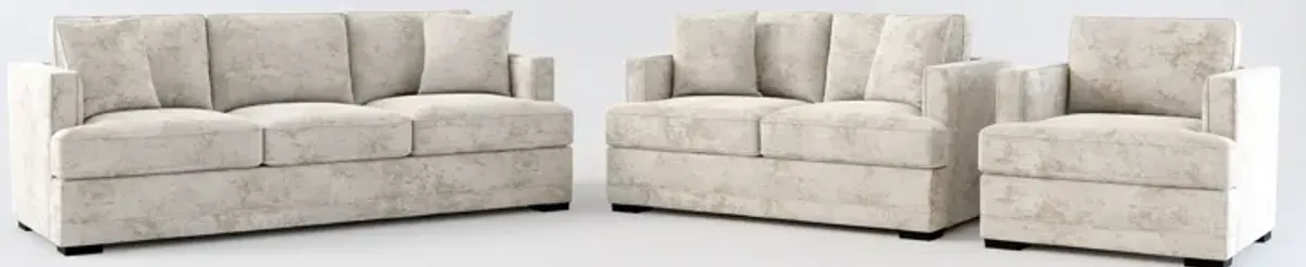 Pembroke Foam Comfort Sofa, Loveseat, and Chair Set - Hearth Cement