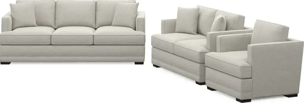 Pembroke Foam Comfort Sofa, Loveseat, and Chair Set - Everton Grey