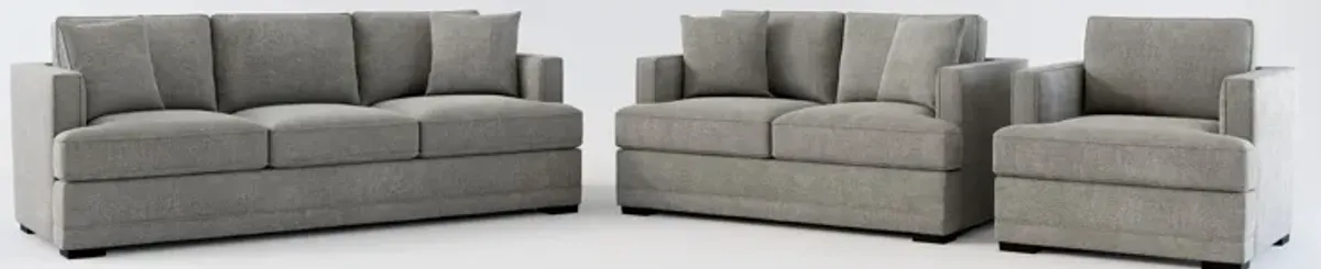 Pembroke Foam Comfort Sofa, Loveseat, and Chair Set - Living Large Charcoal