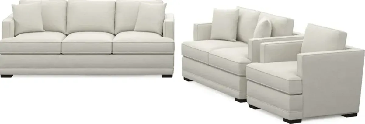 Pembroke Foam Comfort Sofa, Loveseat, and Chair Set - Living Large White