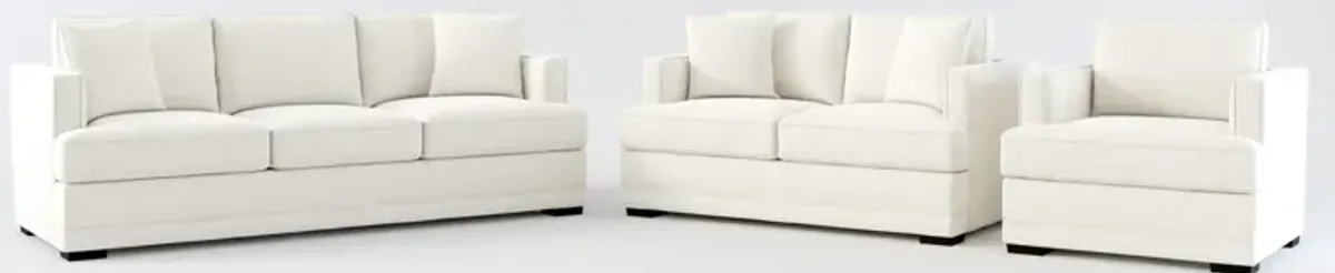 Pembroke Foam Comfort Sofa, Loveseat, and Chair Set - Living Large White