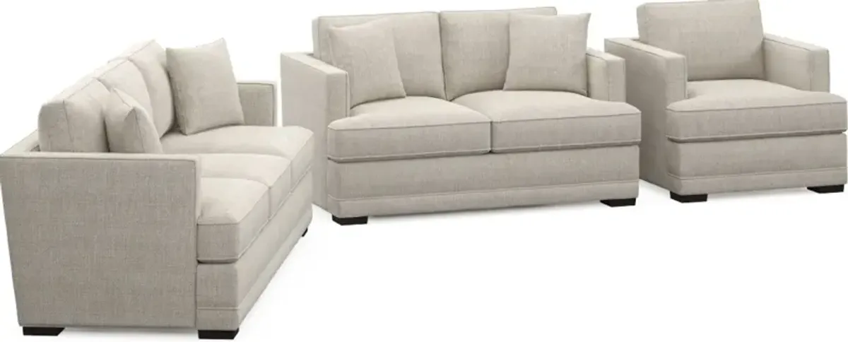 Pembroke Foam Comfort Sofa, Loveseat, and Chair Set - Mason Porcelain