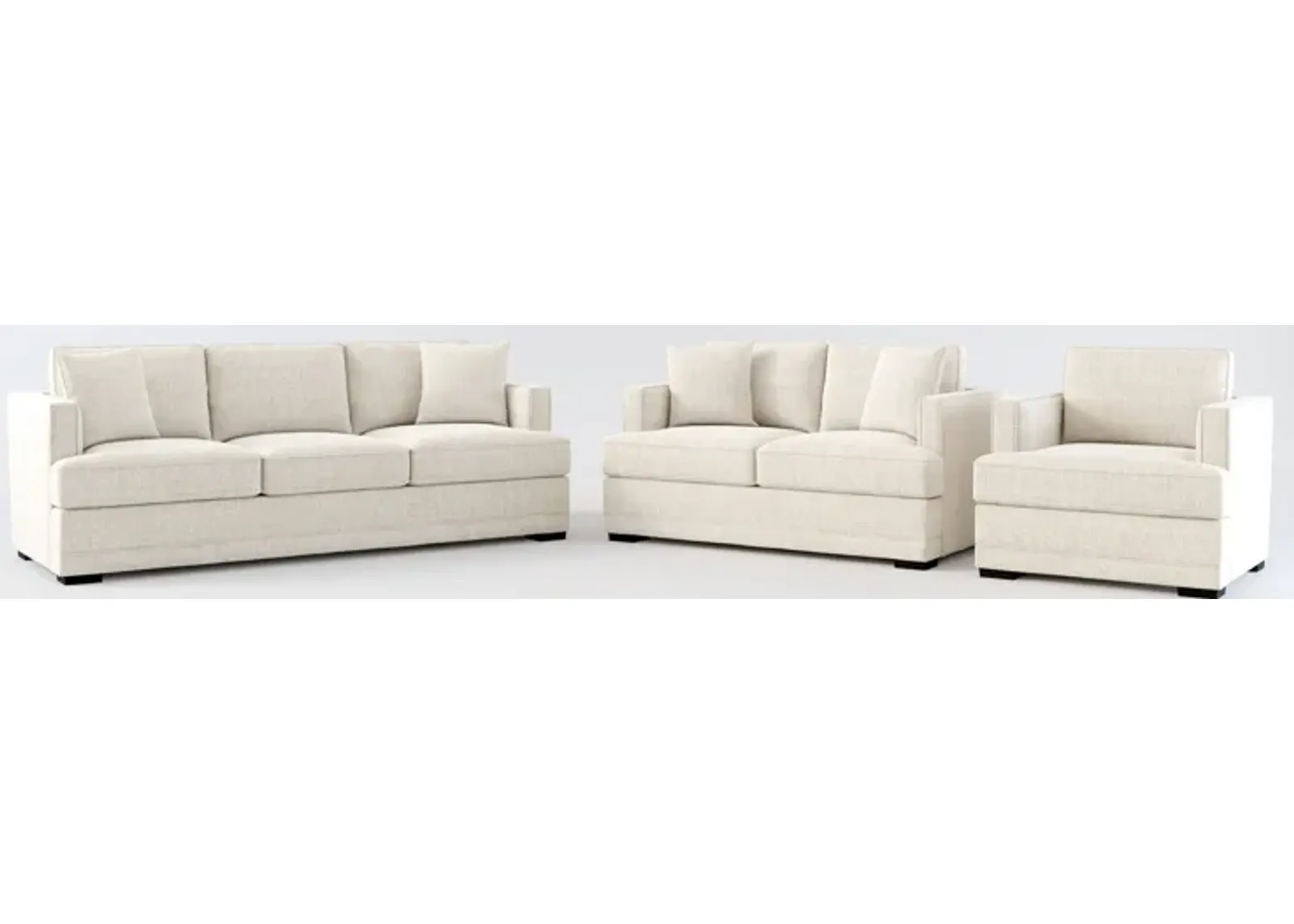 Pembroke Foam Comfort Sofa, Loveseat, and Chair Set - Mason Porcelain