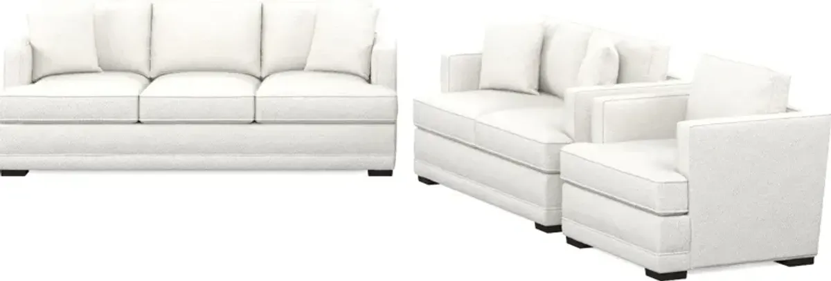 Pembroke Foam Comfort Sofa, Loveseat, and Chair Set - Bloke Snow