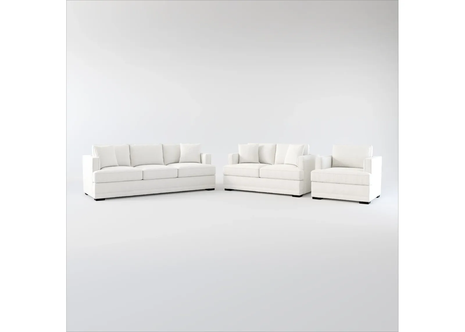 Pembroke Foam Comfort Sofa, Loveseat, and Chair Set - Bloke Snow