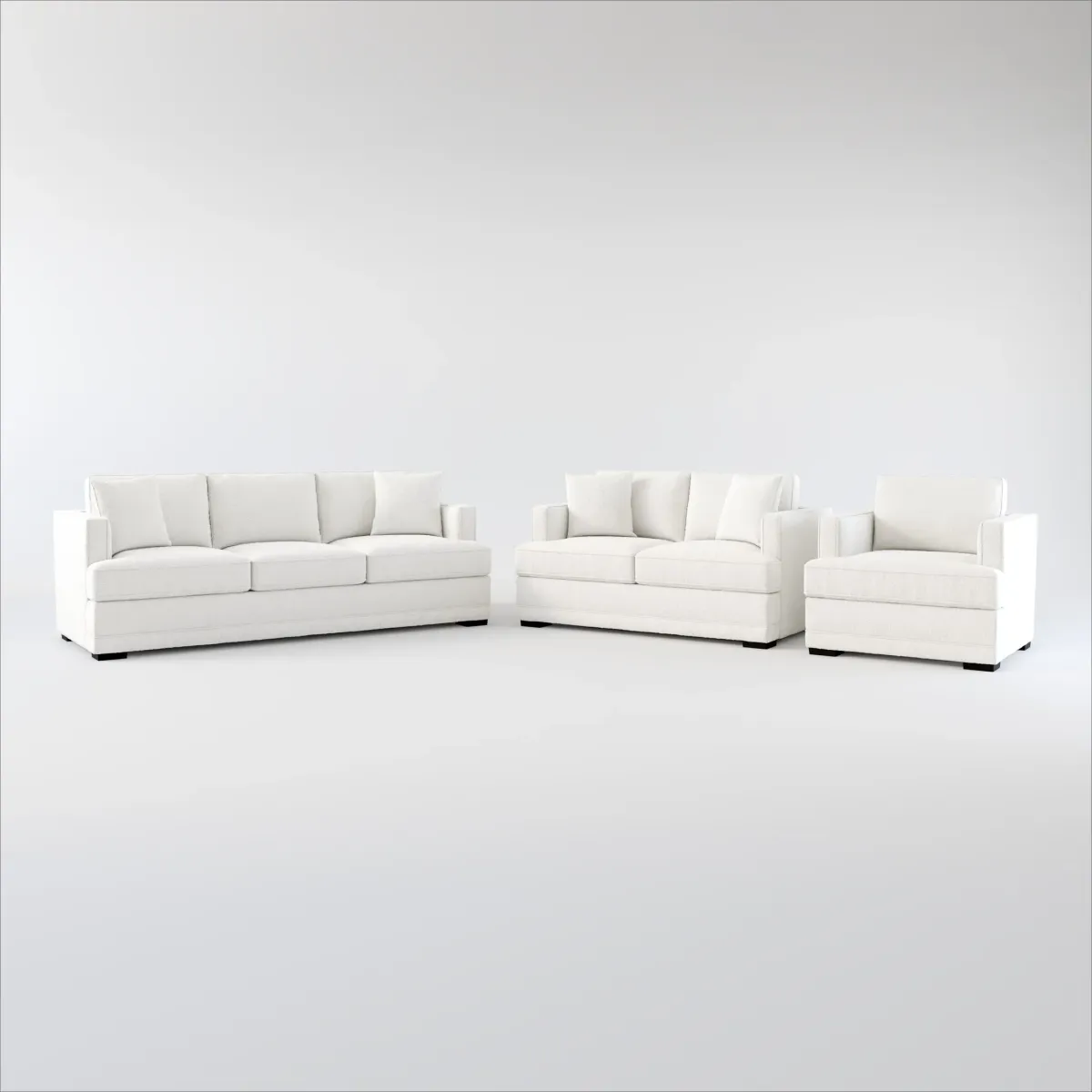 Pembroke Foam Comfort Sofa, Loveseat, and Chair Set - Bloke Snow