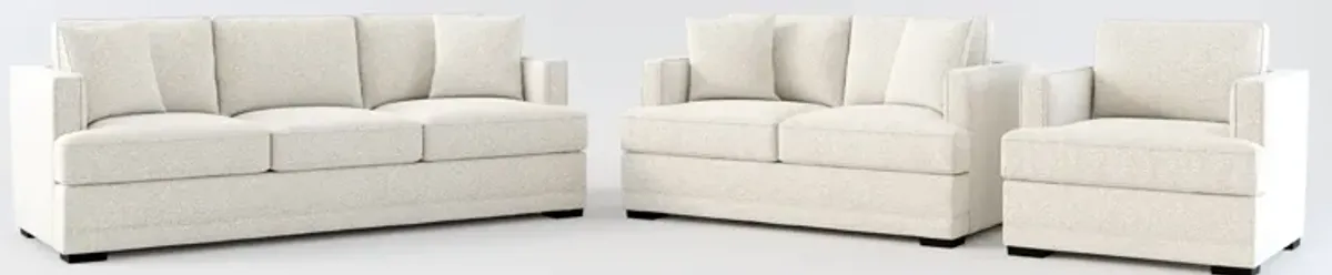 Pembroke Foam Comfort Sofa, Loveseat, and Chair Set - Muse Stone