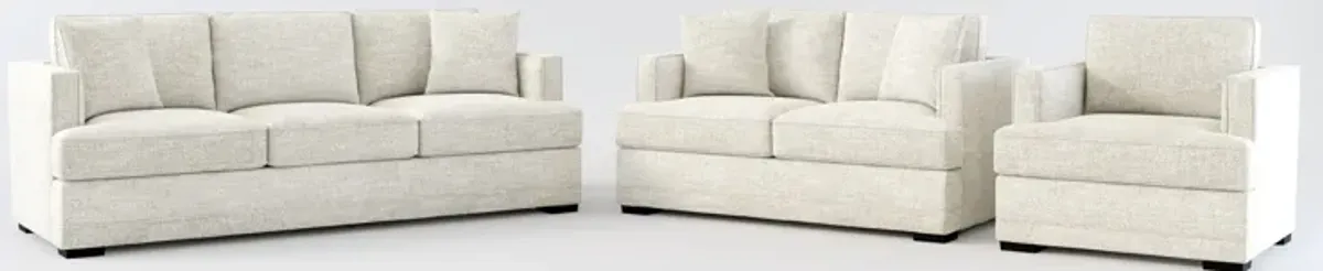 Pembroke Foam Comfort Sofa, Loveseat, and Chair Set - M Ivory