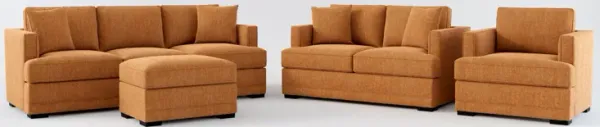 Pembroke Foam Comfort Sofa, Loveseat, Chair, and Ottoman Set - Contessa Ginger