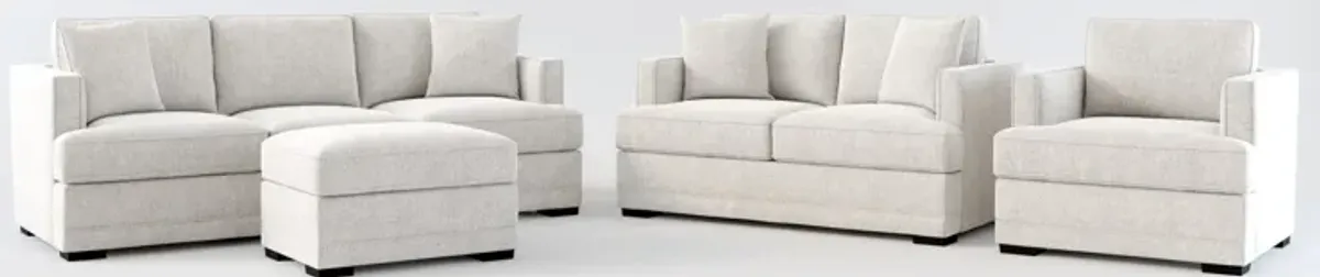 Pembroke Foam Comfort Sofa, Loveseat, Chair, and Ottoman Set - Burmese Granite