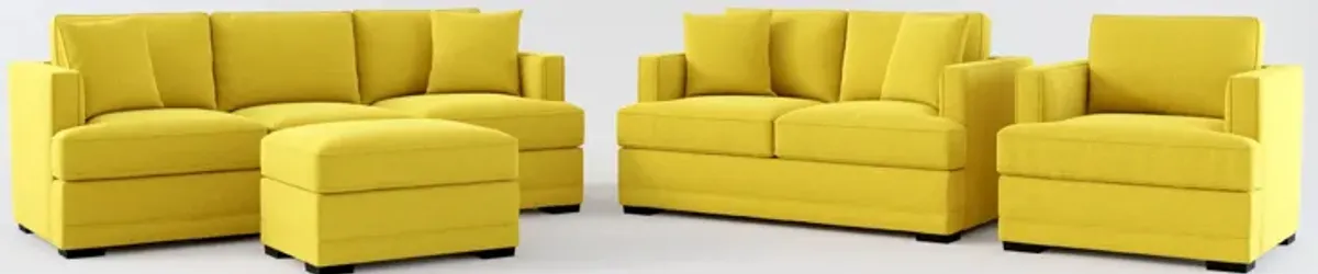 Pembroke Foam Comfort Sofa, Loveseat, Chair, and Ottoman Set - Bloke Goldenrod