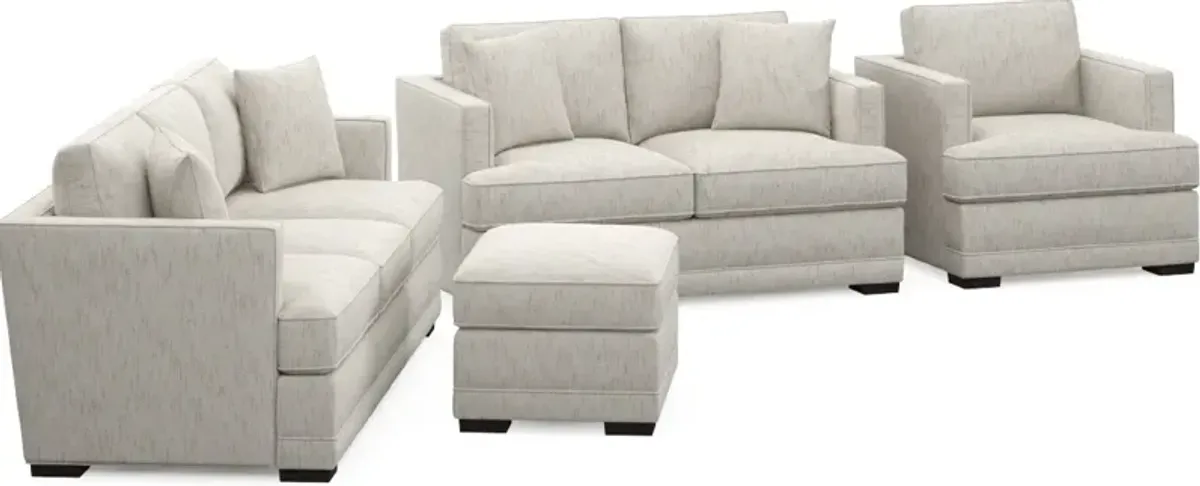 Pembroke Foam Comfort Sofa, Loveseat, Chair, and Ottoman Set - P.T. Cream