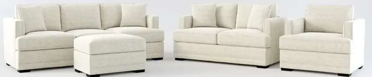 Pembroke Foam Comfort Sofa, Loveseat, Chair, and Ottoman Set - Merino Chalk