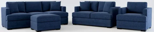 Pembroke Foam Comfort Sofa, Loveseat, Chair, and Ottoman Set - Oslo Navy