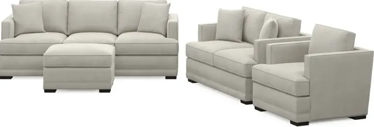 Pembroke Foam Comfort Sofa, Loveseat, Chair, and Ottoman Set - Laurent Beach