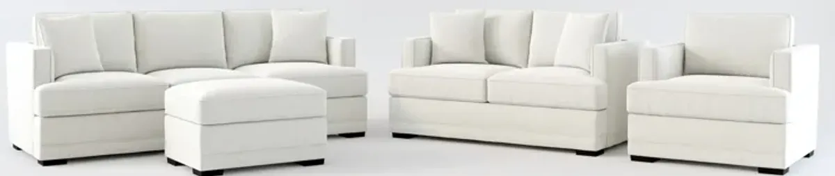 Pembroke Foam Comfort Sofa, Loveseat, Chair, and Ottoman Set - Oslo Snow