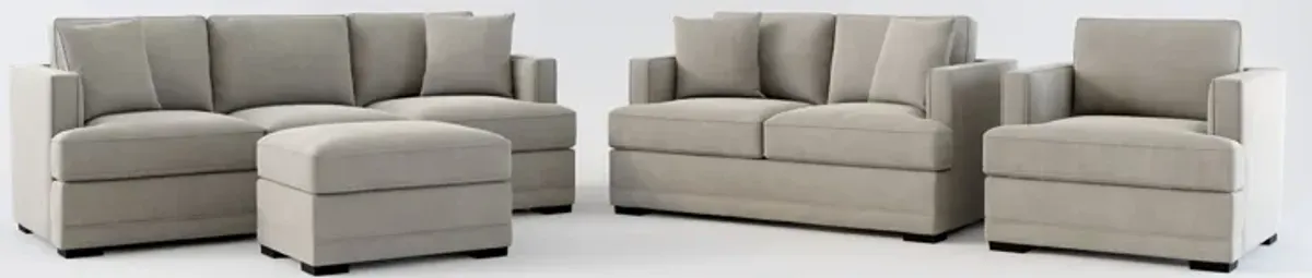 Pembroke Foam Comfort Sofa, Loveseat, Chair, and Ottoman Set - Abington Fog