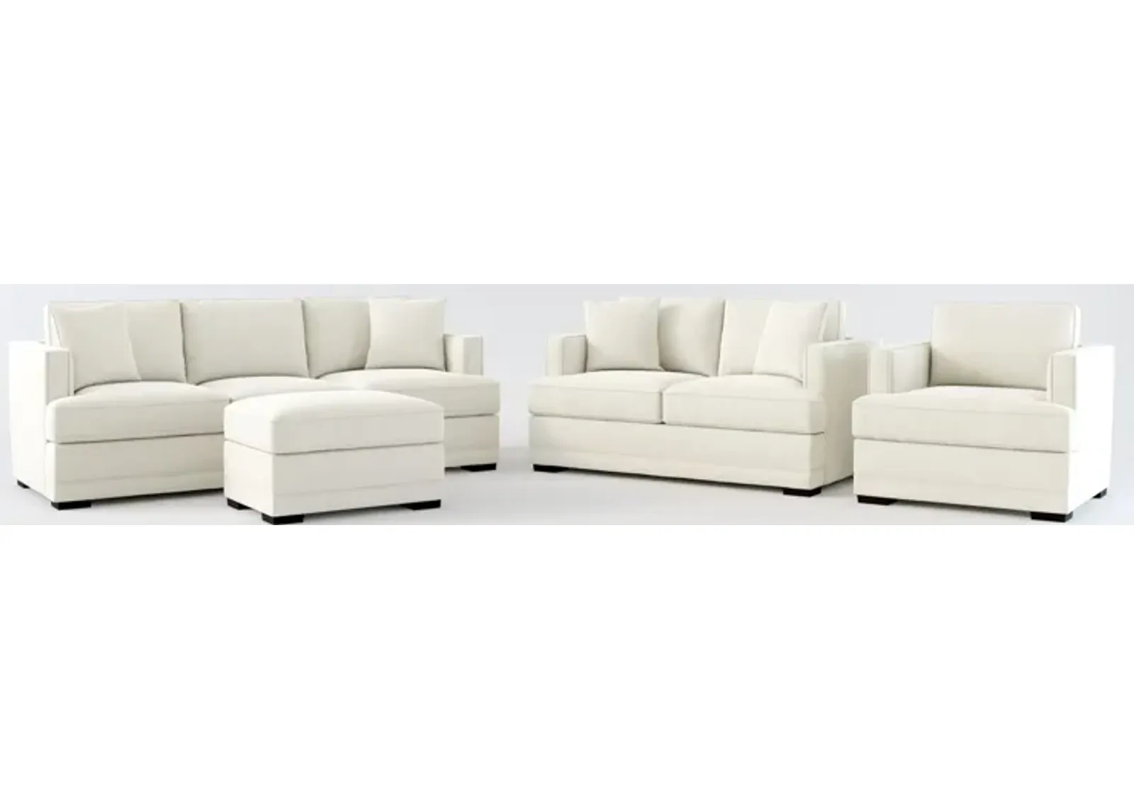 Pembroke Foam Comfort Sofa, Loveseat, Chair, and Ottoman Set - Anders Ivory