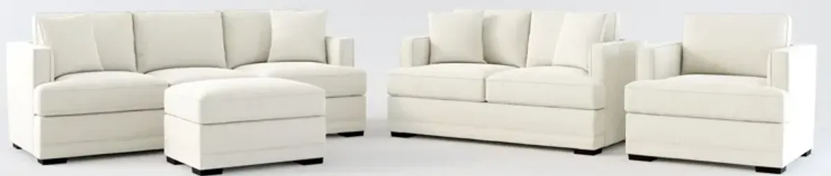 Pembroke Foam Comfort Sofa, Loveseat, Chair, and Ottoman Set - Anders Ivory