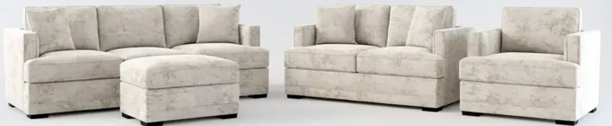 Pembroke Foam Comfort Sofa, Loveseat, Chair, and Ottoman Set - Hearth Cement