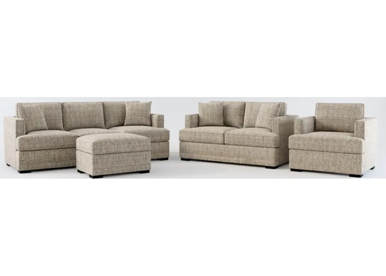 Pembroke Foam Comfort Sofa, Loveseat, Chair, and Ottoman Set - Mason Flint