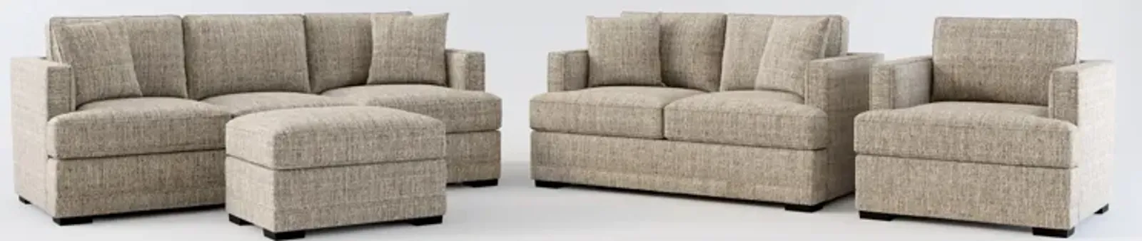 Pembroke Foam Comfort Sofa, Loveseat, Chair, and Ottoman Set - Mason Flint