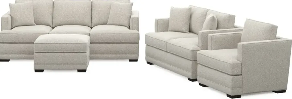 Pembroke Foam Comfort Sofa, Loveseat, Chair, and Ottoman Set - Muse Stone