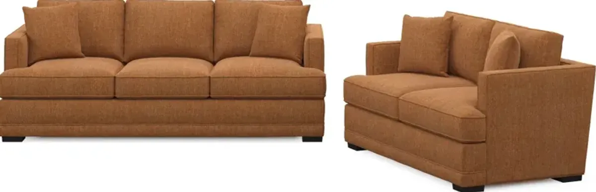 Pembroke Hybrid Comfort Sofa and Loveseat Set - Contessa Ginger