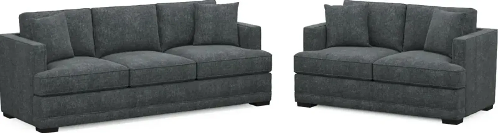 Pembroke Hybrid Comfort Sofa and Loveseat Set - Contessa Shadow