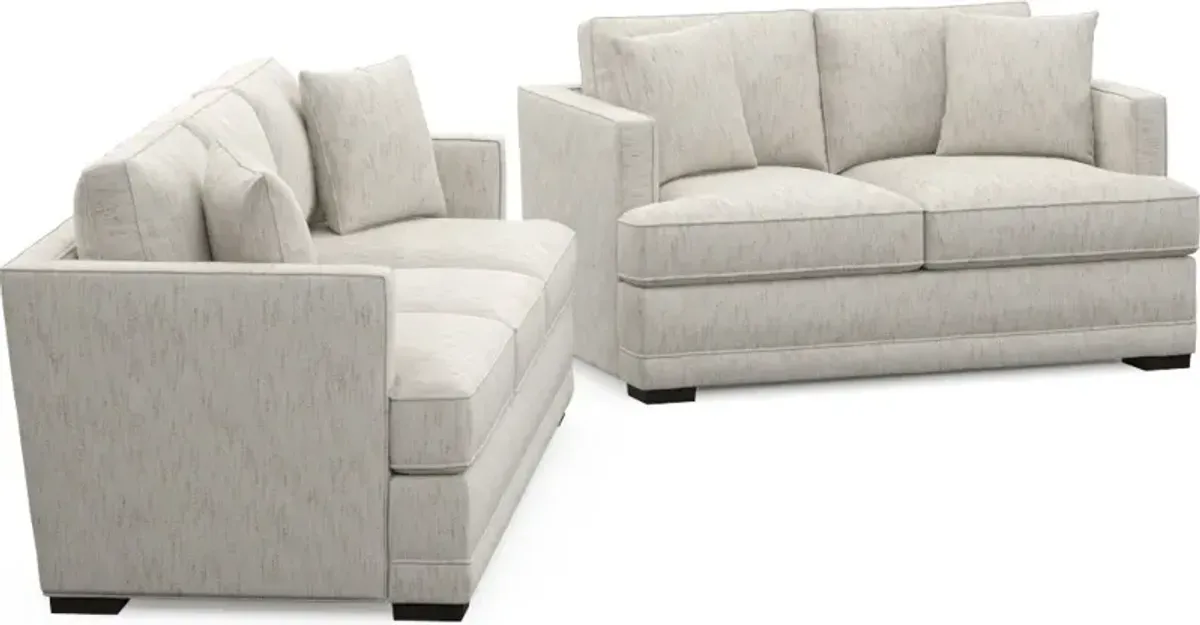 Pembroke Hybrid Comfort Sofa and Loveseat Set - P.T. Cream