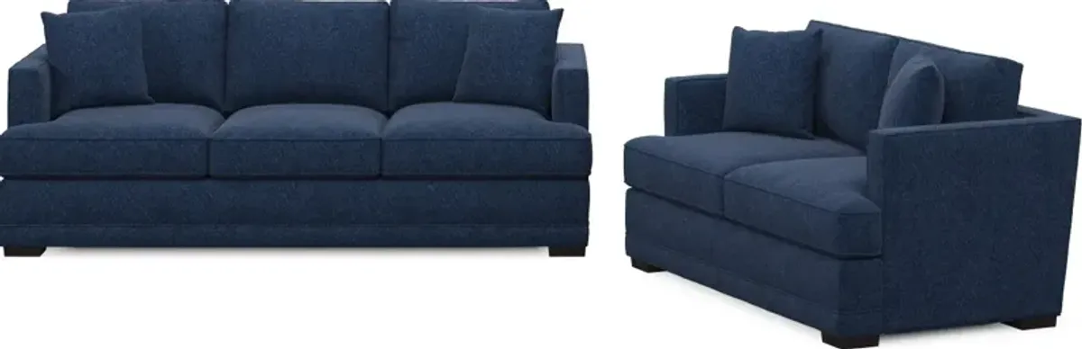 Pembroke Hybrid Comfort Sofa and Loveseat Set - Oslo Navy