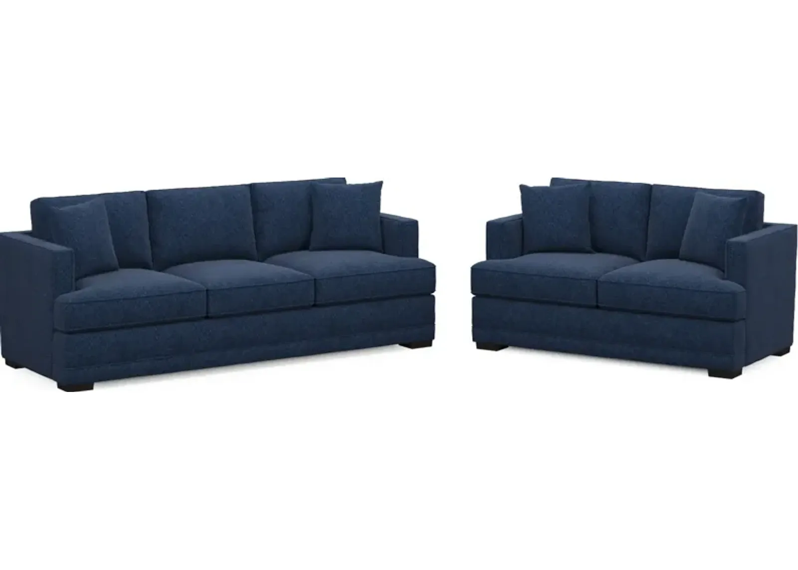 Pembroke Hybrid Comfort Sofa and Loveseat Set - Oslo Navy