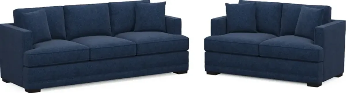 Pembroke Hybrid Comfort Sofa and Loveseat Set - Oslo Navy