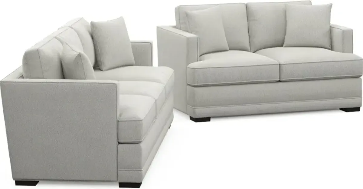 Pembroke Hybrid Comfort Sofa and Loveseat Set - Oslo Snow